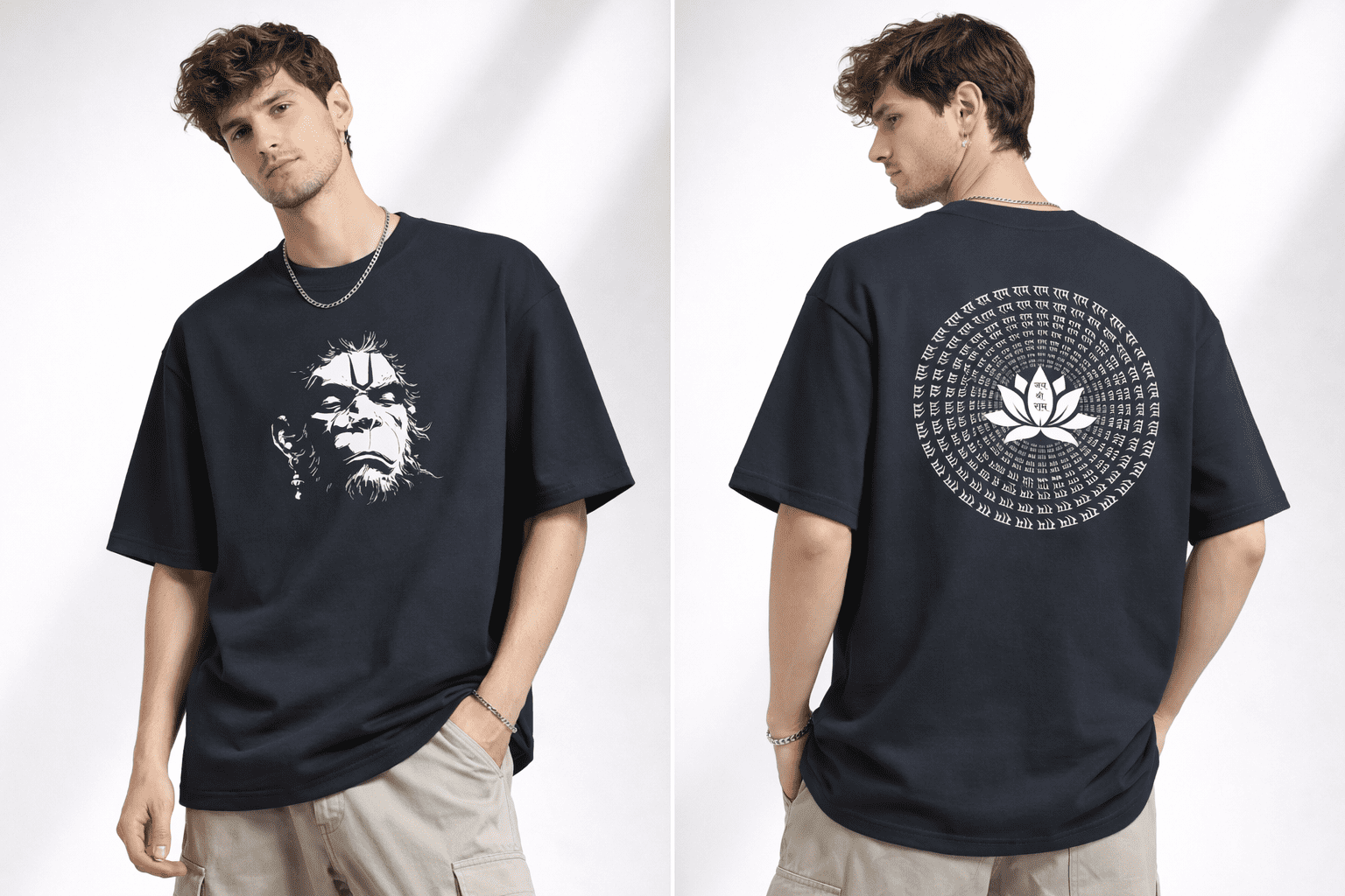 Jai Hanuman Oversized Teri Cotton Men's T-shirt - Image 2