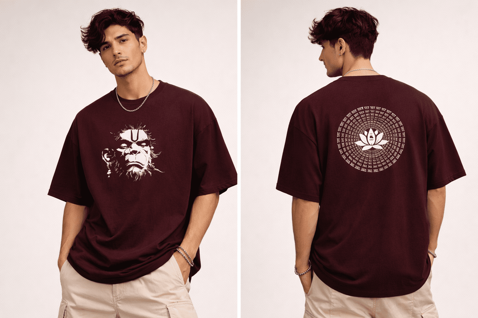 Jai Hanuman Oversized Teri Cotton Men's T-shirt - Image 4