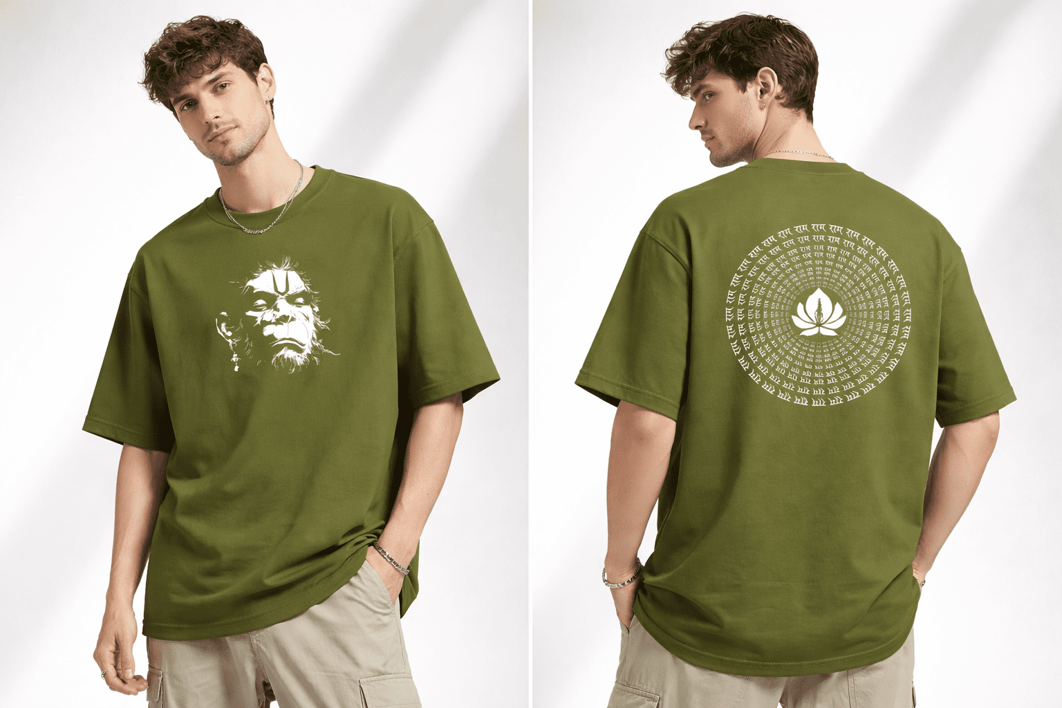 Jai Hanuman Oversized Teri Cotton Men's T-shirt - Image 3